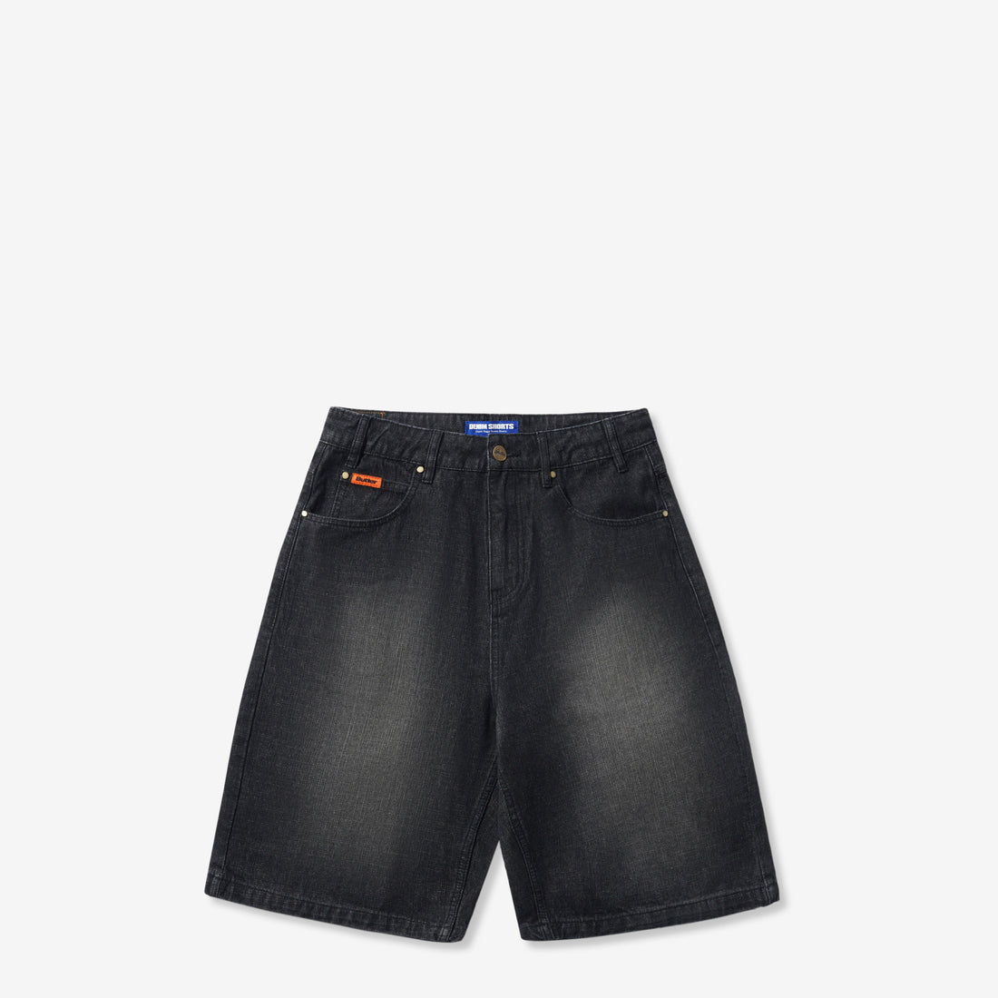 Baggy Denim Shorts Slub Black Shorts