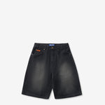 Baggy Denim Shorts Slub Black