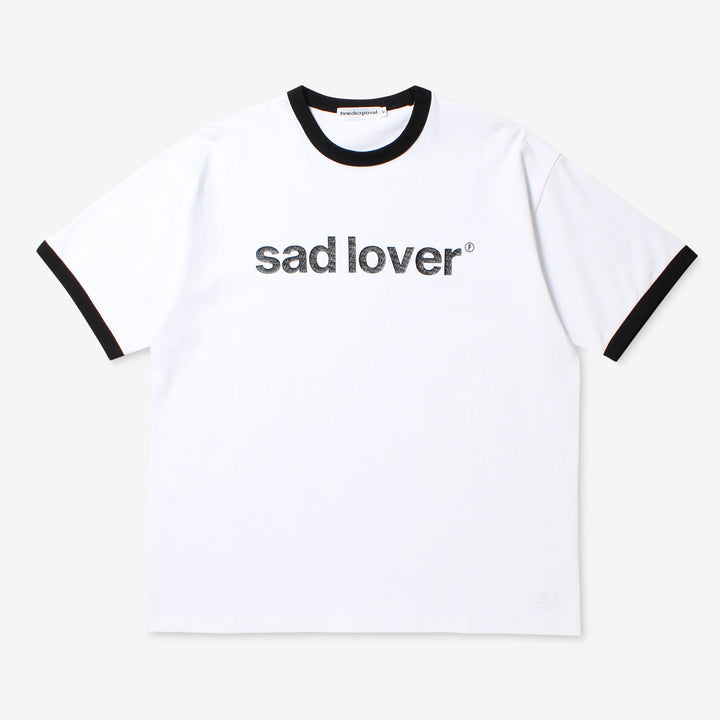 Sad Lover Ringer T-Shirt White | Black Front