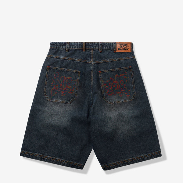 Blotch Denim Shorts Streaky Blue Shorts