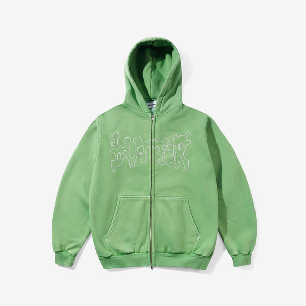 Blotch Zip-Thru Hood Washed Green Jumpers