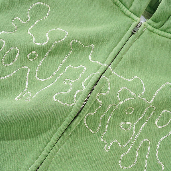 Blotch Zip-Thru Hood Washed Green Jumpers