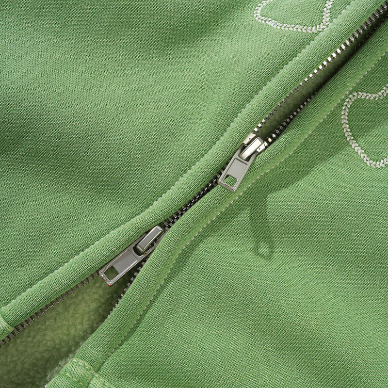 Blotch Zip-Thru Hood Washed Green Jumpers
