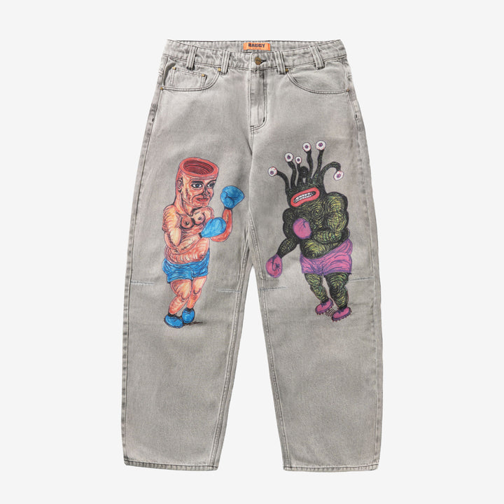 Daniel Johnston Boxing Denim Jeans Washed Grey Front