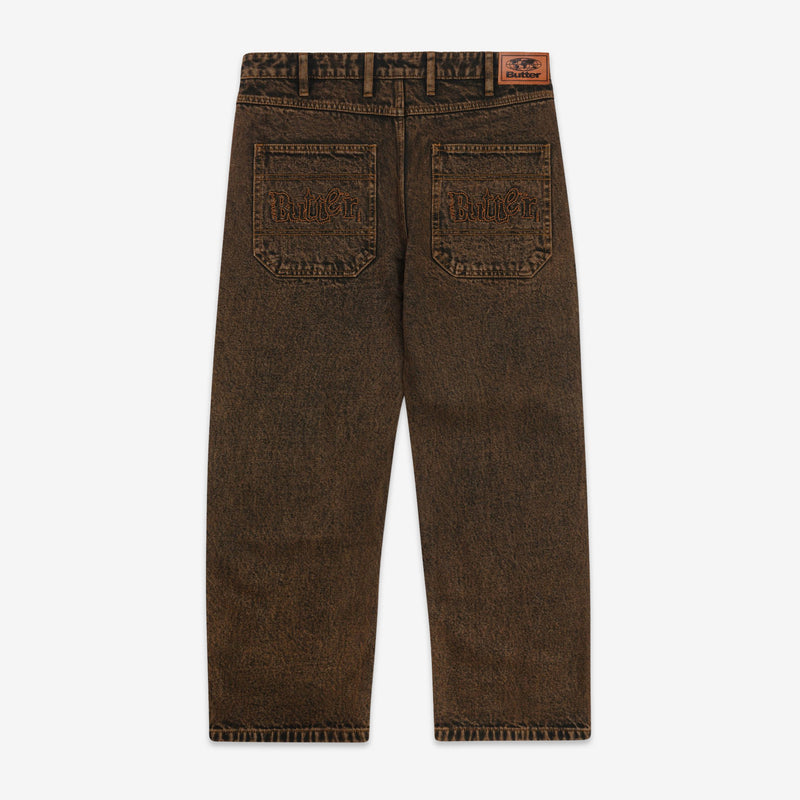 Breakdown Denim Jeans Acid Wash Brown Pants