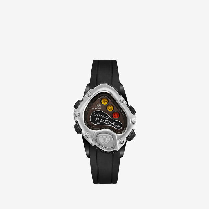 SINNGOUKI SGK001R Black Precision Steel | Black Rubber | Brushed Silver Bezel | Black Dial 41mm Front