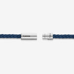 7g Brushed Sterling Silver & Blue Leather Cable Bracelet