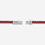 7g Brushed Sterling Silver & Red Leather Cable Bracelet