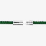 7g Brushed Sterling Silver & Green Leather Cable Bracelet