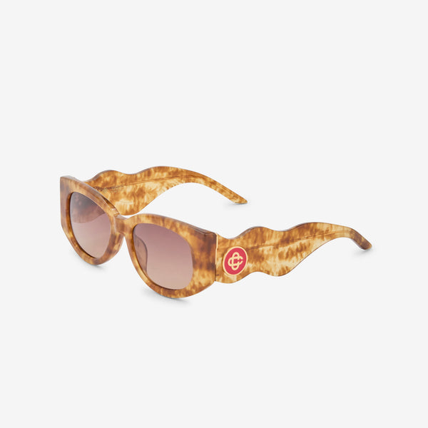 Acetate & Metal Oval Wave Gold | Brown