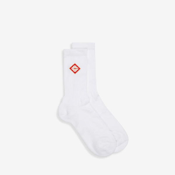 Logo Ribbed Sport Sock White