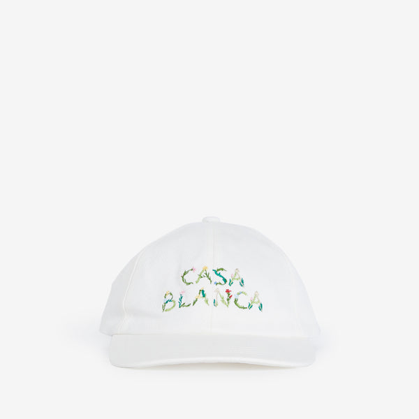 L'Arche Fleur Embroidered Cap Off White