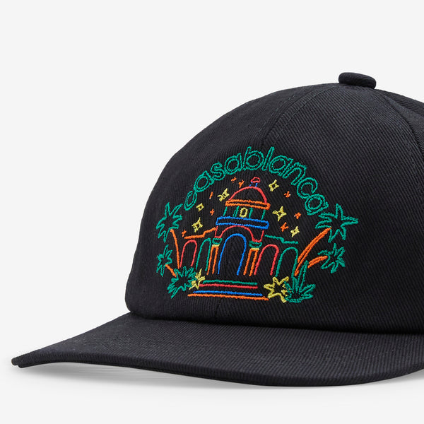 Rainbow Crayon Temple Embroidered Cap Black