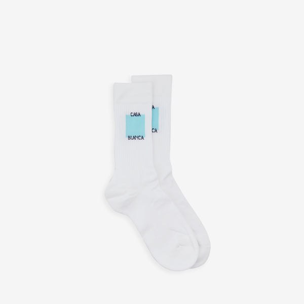Ribbed Sport Sock Casa Logo White | Blue