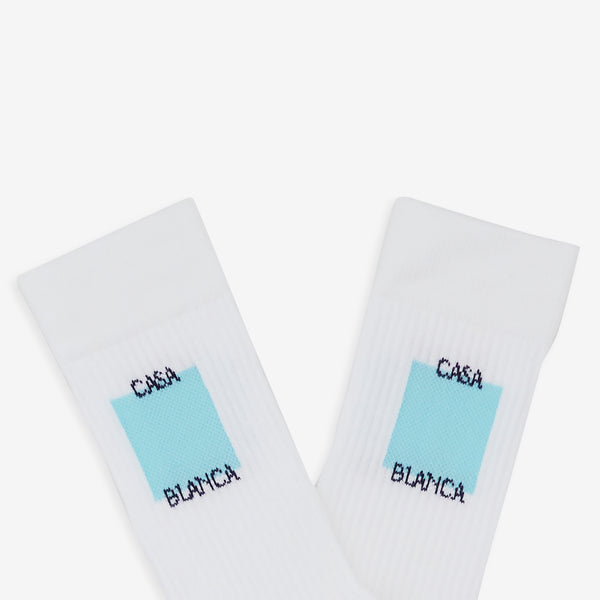 Ribbed Sport Sock Casa Logo White | Blue