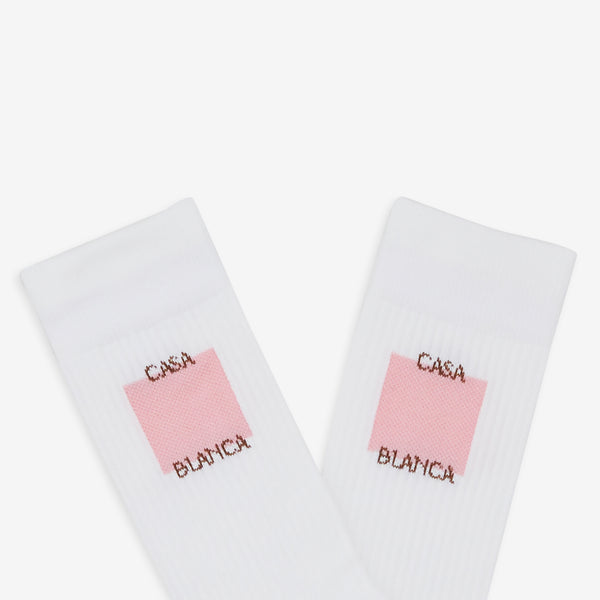 Ribbed Sport Sock Casa Logo White | Pink