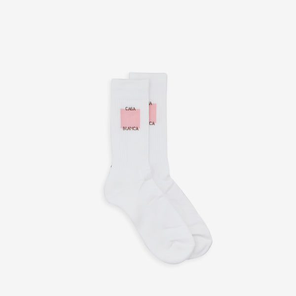 Ribbed Sport Sock Casa Logo White | Pink