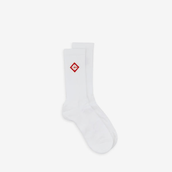 Logo Ribbed Sport Sock Diamond Logo White