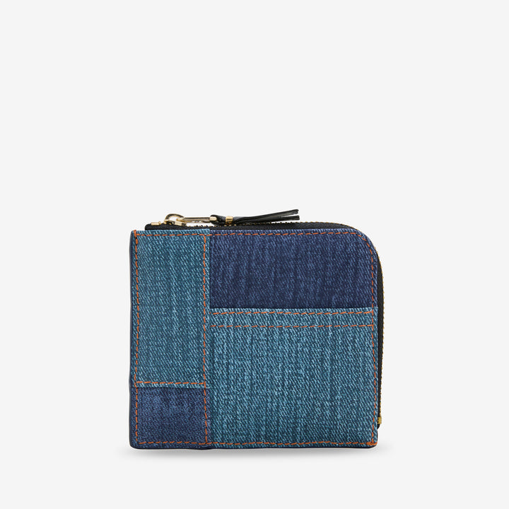 SA3100DP Denim Patchwork Wallet Blue Denim Front