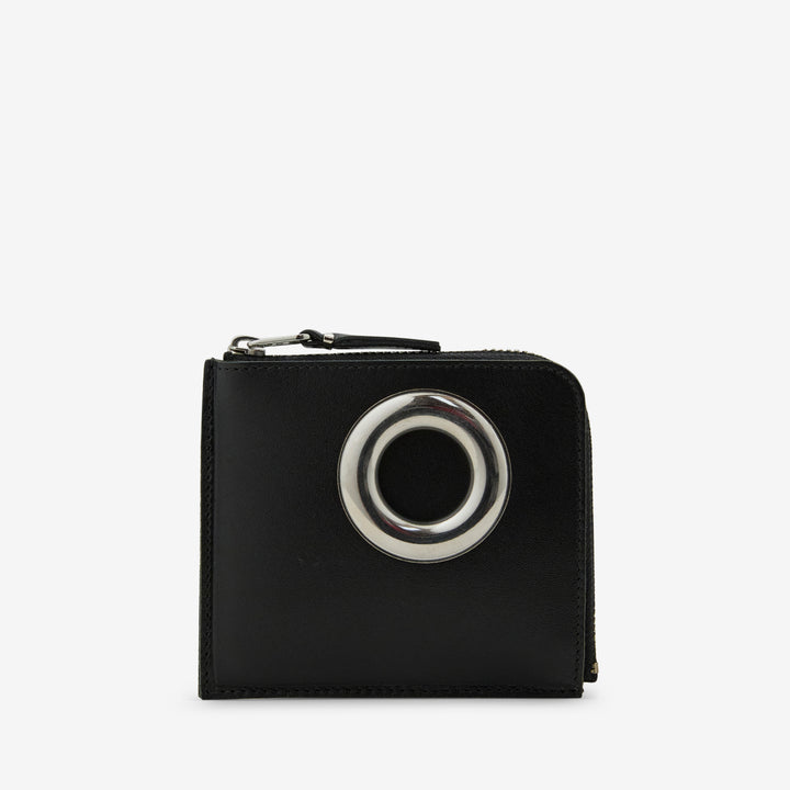 SA3100SE Silver Eyelet Wallet Black Front