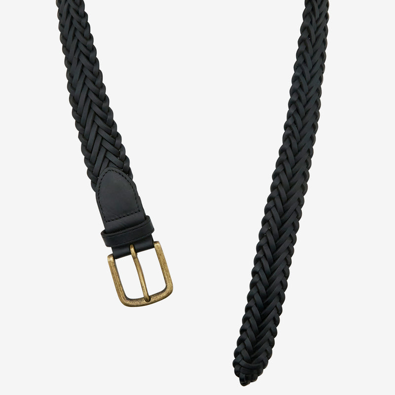 Braided Leather Belt Black | Brass Accessories