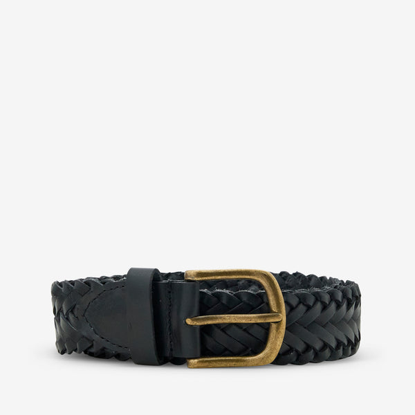 Braided Leather Belt Black | Brass Accessories