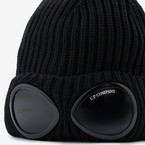 Extra Fine Merino Wool Goggle Beanie Black