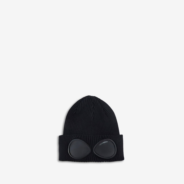Cotton Goggle Beanie Black Front