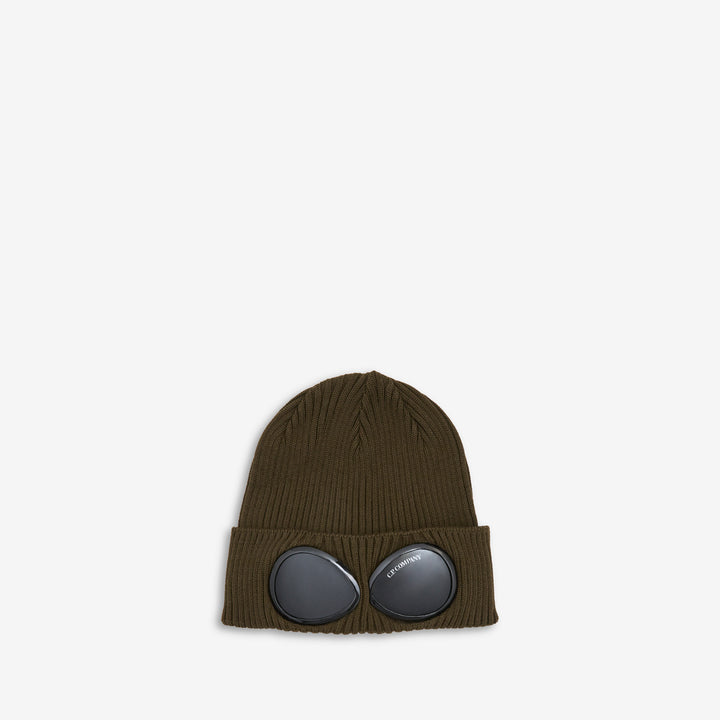 Cotton Goggle Beanie Ivy Green Front