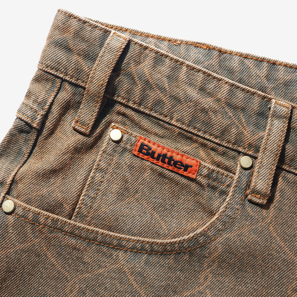 Chain Link Denim Jeans Washed Brown