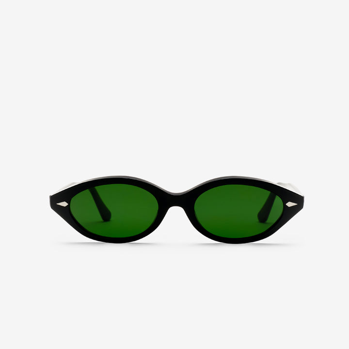 Clara Black | Green Solid Lens Front