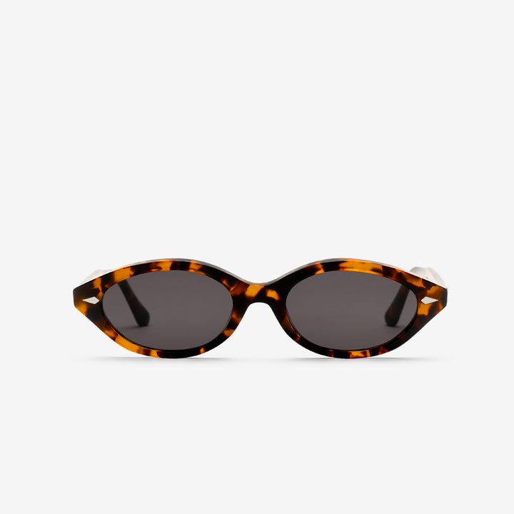 Clara Havana | Grey Solid Lens Front