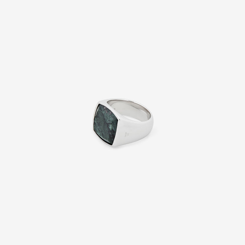 Cushion Ring Green Marble Silver (M)