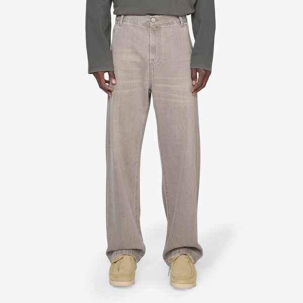 Straight Cut Rivet Jeans Washed Brown Pants