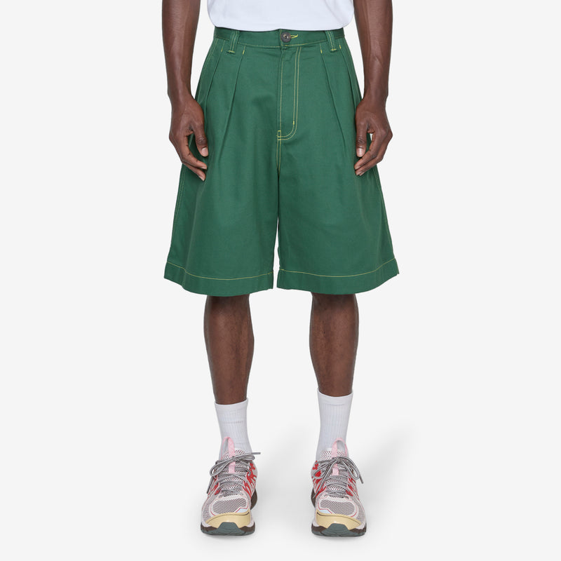 Pleated Oversized Shorts Green | Lime Shorts