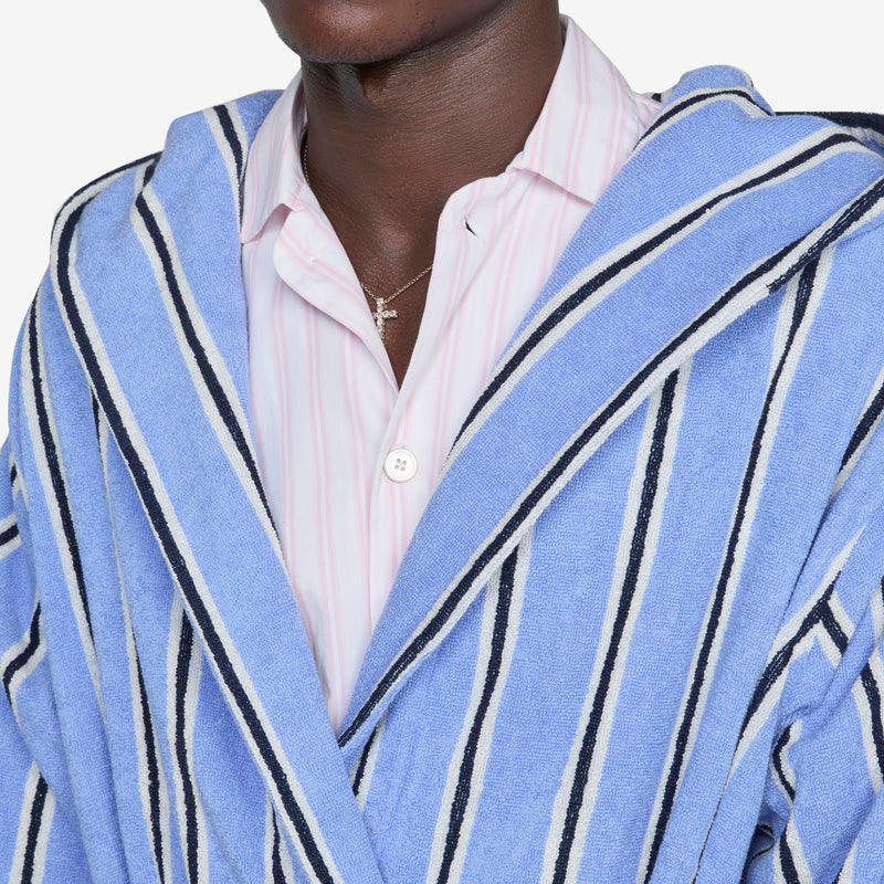 Hooded Bathrobe Bassett Stripes Lifestyle
