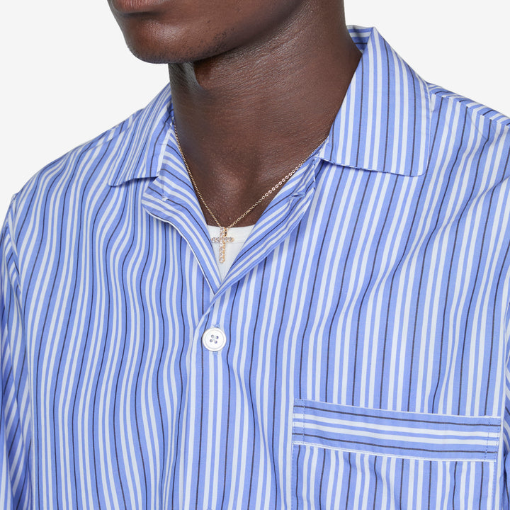 Cotton Poplin Pyjama Shirt Penny Stripes