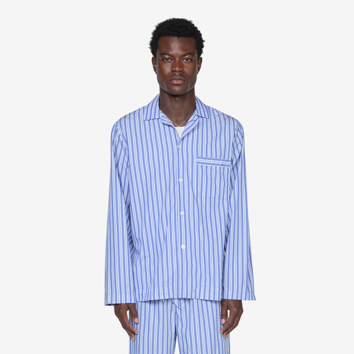 Cotton Poplin Pyjama Shirt Penny Stripes Front