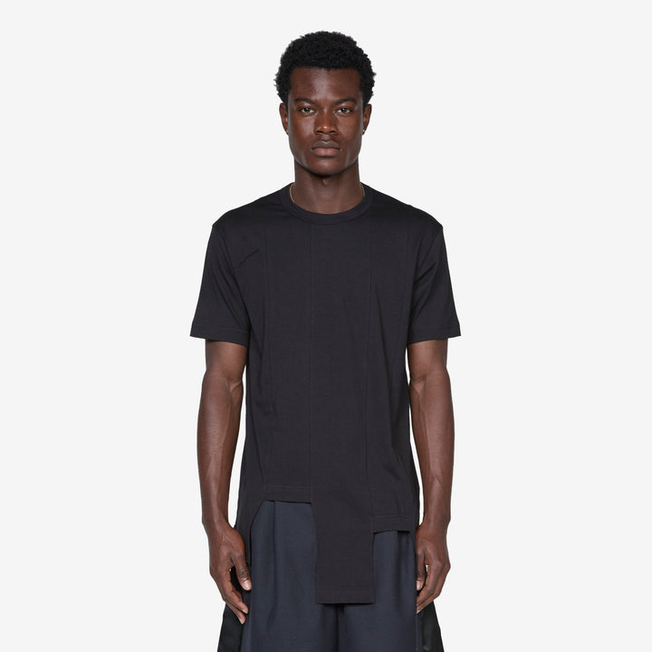 Oversized Asymmetric Hem T-Shirt Black Front