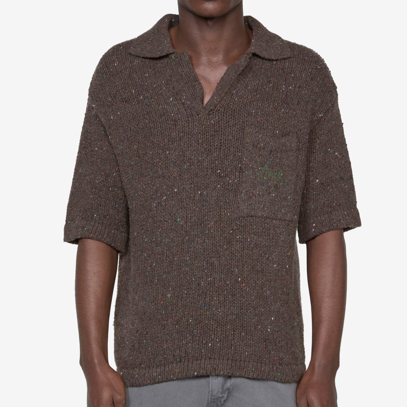 California Wool Knit Polo Dark Brown Shirts