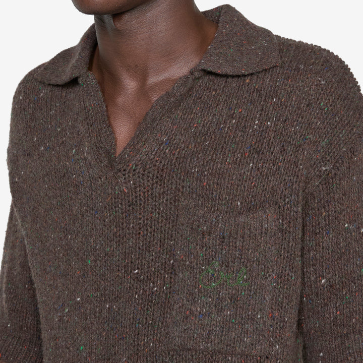 California Wool Knit Polo Dark Brown