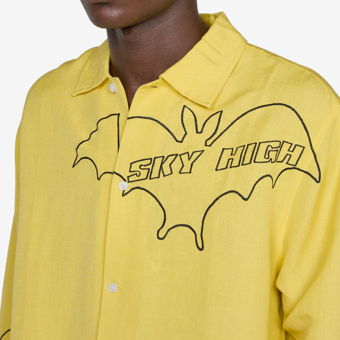 Sky High Bat Embroidered Shirt Yellow Shirts