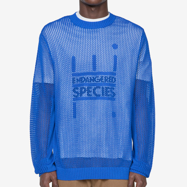 Mesh Knit Crew Cobalt Blue Jumpers