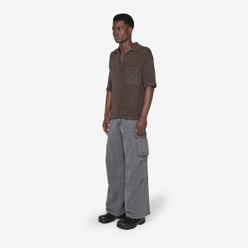 California Wool Knit Polo Dark Brown Shirts