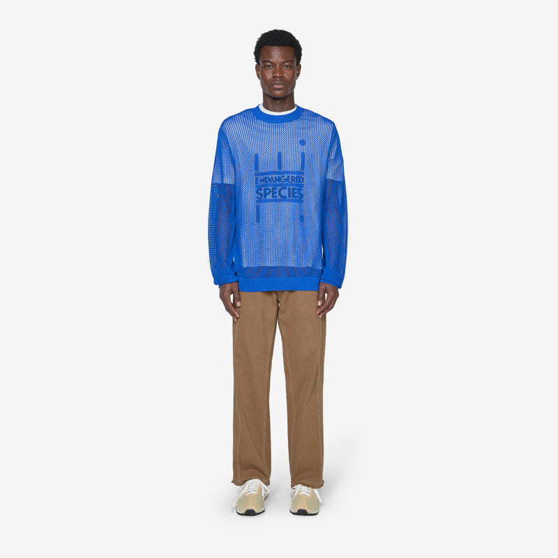 Mesh Knit Crew Cobalt Blue Jumpers