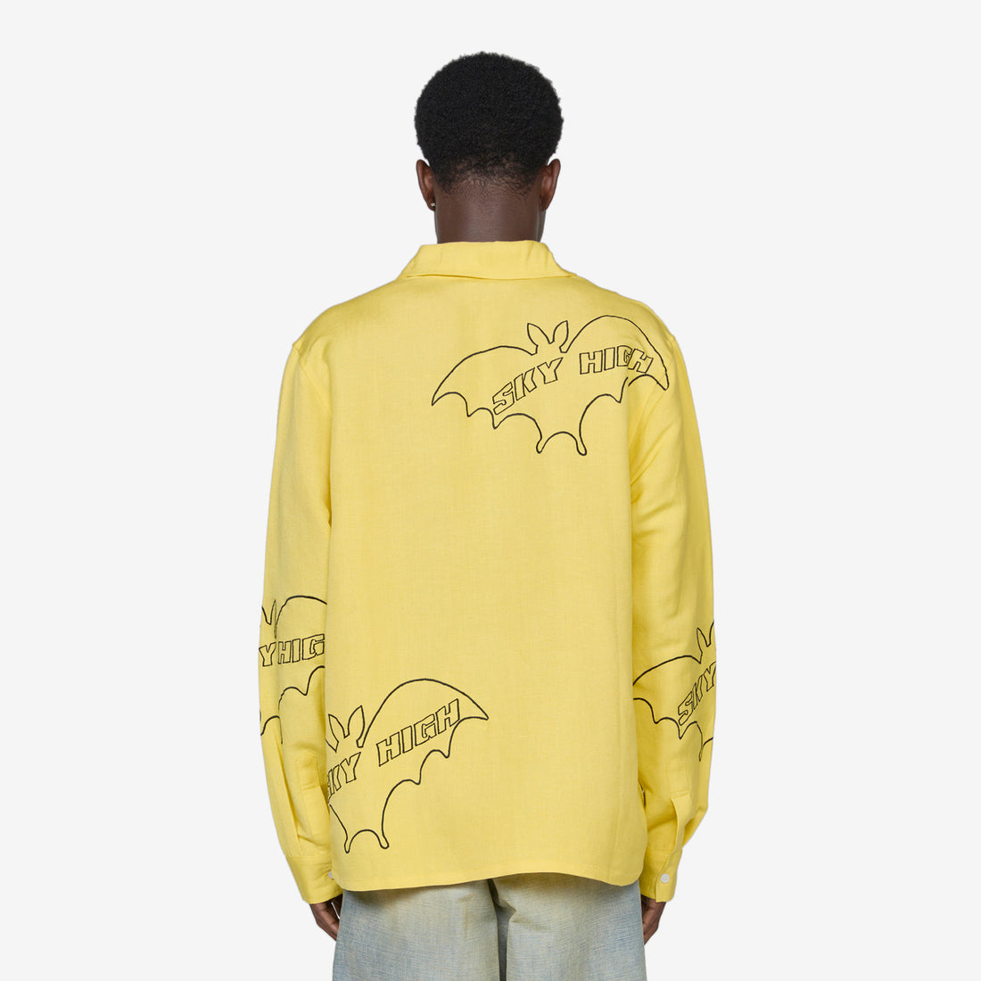 Sky High Bat Embroidered Shirt Yellow Shirts