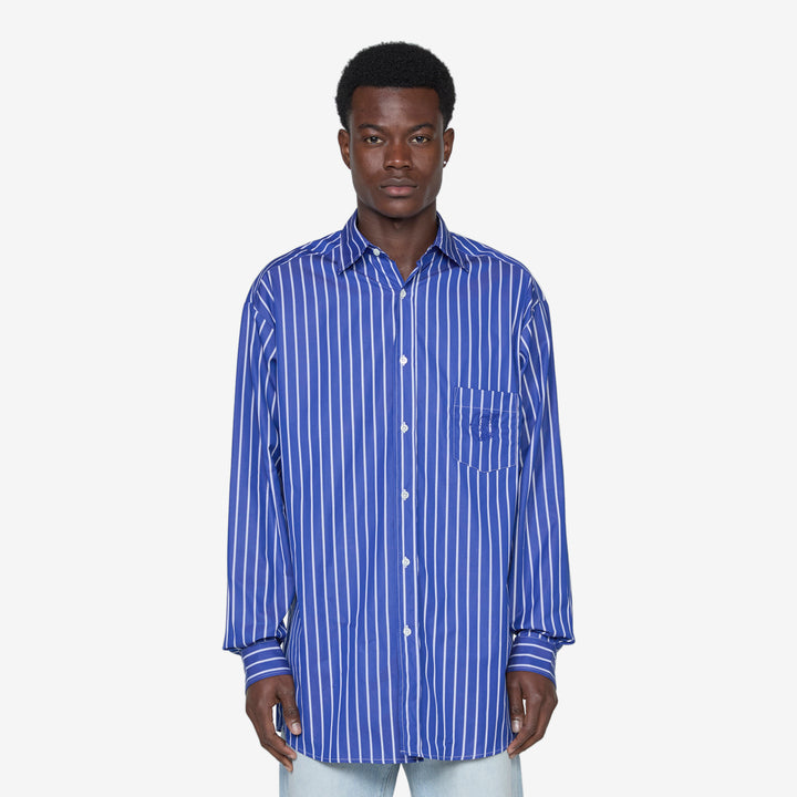 Striped Button Down Shirt Blue Stripe Front