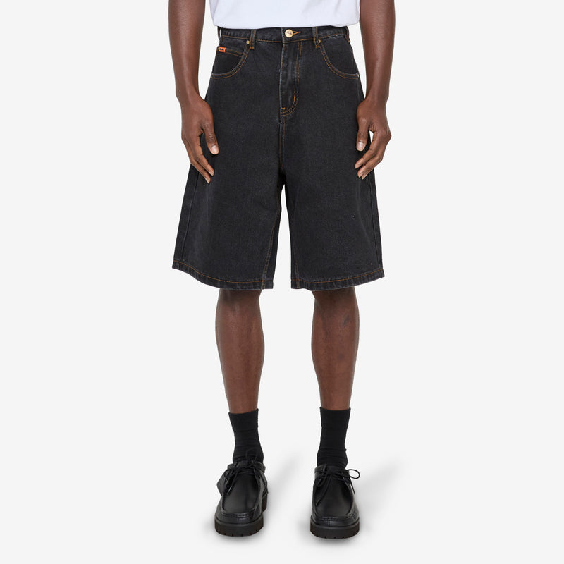 Baggy Denim Shorts Washed Black Shorts