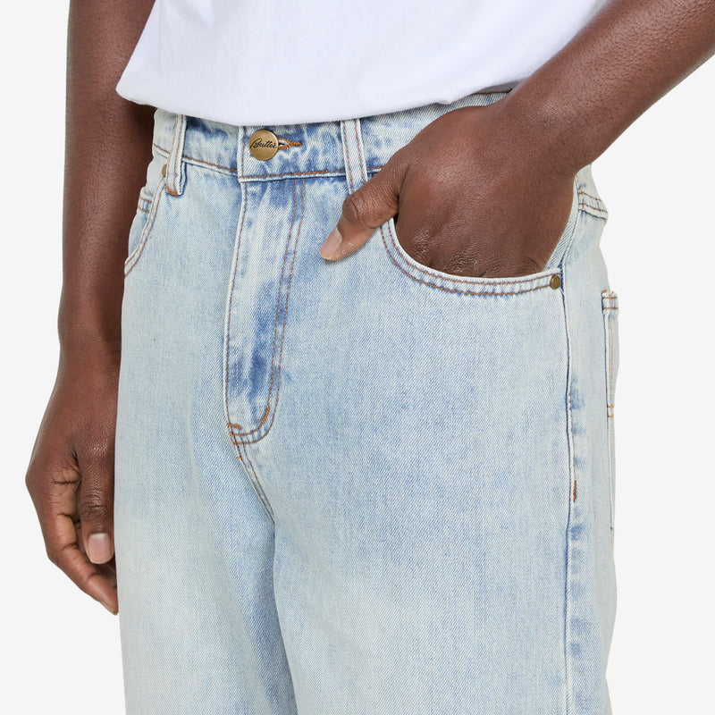 Straight Leg Denim Jeans Distressed Light Blue Pants