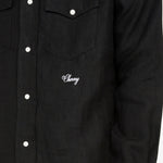 Washed Linen Western Shirt Black
